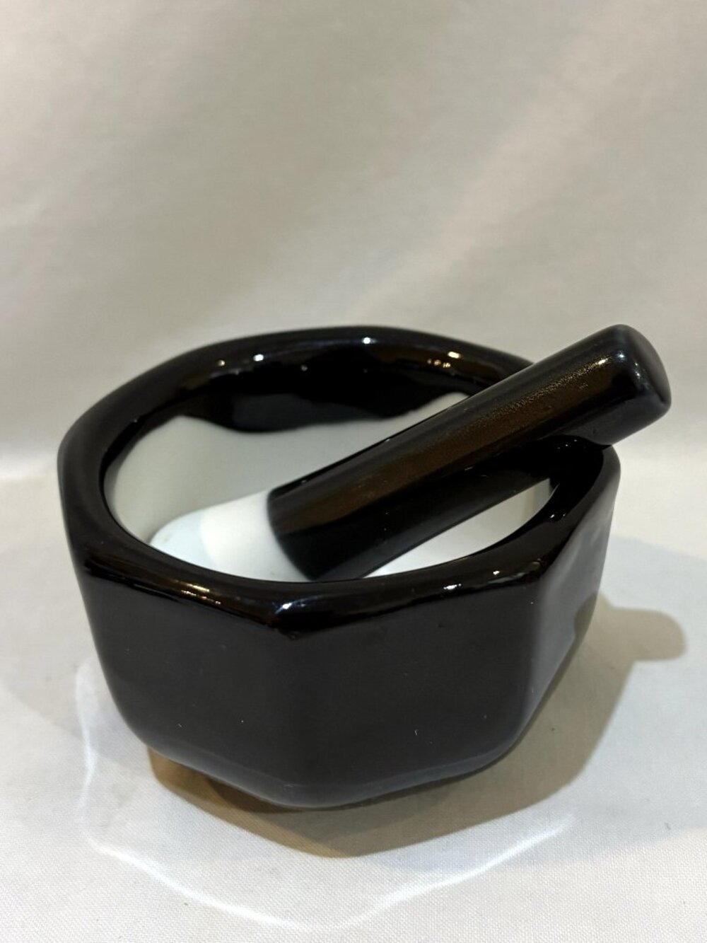 VTG Japan HIC Black & White Octagonal Mortar and Pestle Set Kitchen Pharmacy
